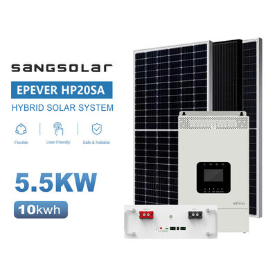 SANG सौर ऑफ ग्रिड सौर प्रणाली घर के लिए 3.5KW 5.5KW 48V 220V 230V 5kwh 10kwh 15kwh लिथियम बैटरी के साथ