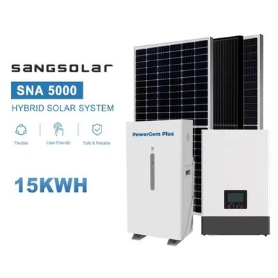 SANG सौर इन्वर्टर 5kw 10kw 15kw 15kwh लिथियम बैटरी ग्रिड के साथ सौर पैनल प्रणाली